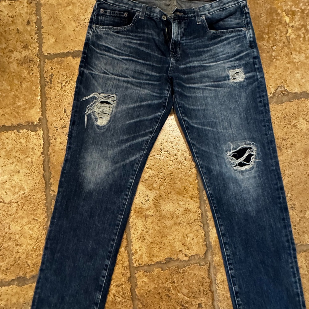 Women's Distressed Dark Blue Slim Jeans